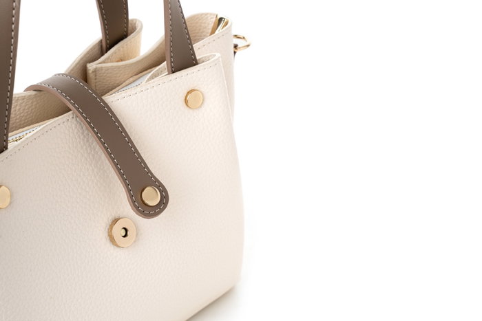 Vince Camuto Bellagio Bolso de mano 100% Piel de Polivinilo Color Crema y Visón